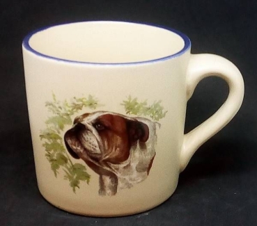 Keramik-Tasse  - Becher mit Wunschname – Motiv: 1 x Hund – Bulldogge