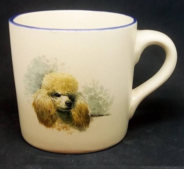 Keramik-Tasse  - Becher mit Wunschname – Motiv: 1 x Hund / Pudel / Cream Poodle