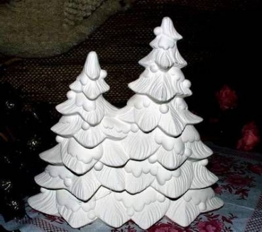 Tannen – Doppelbaum – auch für DONAS-Kinderkrippe – 22,5 cm hoch – Schrühware