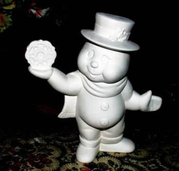 Schneemann - Schneeflocke - stehend –12,5 cm hoch -  Schrühware