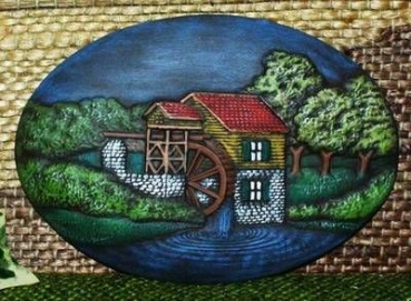 Motivplakette – Mühle - Insert - 14,7 x 10,5 cm - Schrühware
