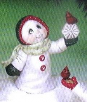 Schneelady mit Schneeflocke – 16,5 cm hoch - ohne Vögel -   Schrühware