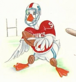 Decal - Gans beim Sport - 6 x 6 cm