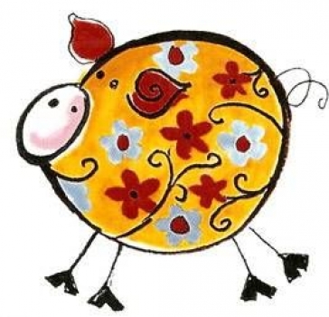 Decal - CRAZY FARM PIG - gelb - 95 mm
