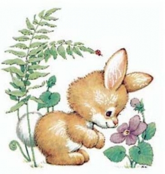 Keramik-Tasse - Becher mit Wunschname – Motiv: 1 x Hase mit blauer Blume – Flower Bunny