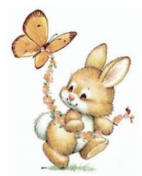 Keramik-Tasse - Becher mit Wunschname – Motiv: 1 x Hase mit Schmetterling – Bunny & Butterfly