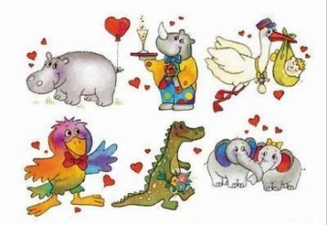Decal - Tiere - 6-er-Satz - je 30 x 30 mm