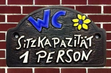 Hinweisschild - WC – 13 x 8 cm mit festem Text