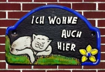 Hinweisschild – Katze – 13 x 8 cm mit festem Text