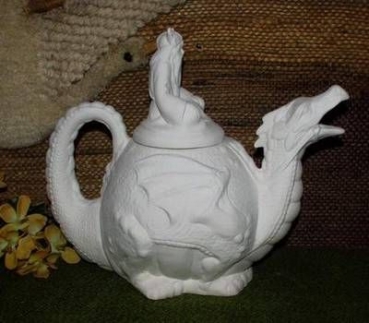 Drachen-Teekanne mit Zaubererdeckel – 23 x 28 cm - Schrühware