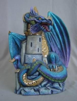 DocHolliday-Gießform - neu – Großer Drache mit Schloss – 40,5 cm hoch – USA