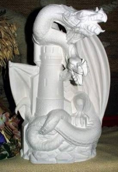 DocHolliday-Gießformen-Satz - neu – Großer Drache mit Schloss mit Zusatzform für Doppelkopf-Drache – 40,5 cm hoch – USA