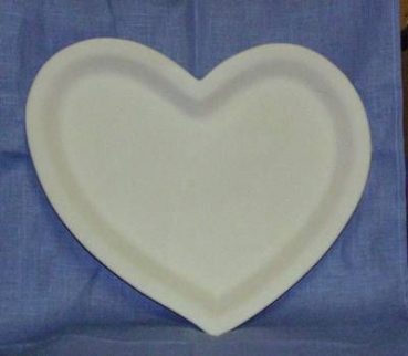 Herzplatte - 38 cm breit - Schrühware