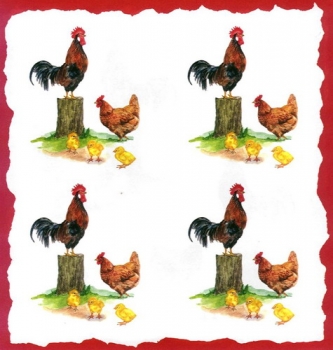 10 Bögen je 17 x 37,5 cm - VLOEI-Dekormotiv 01 – Hühnerhof