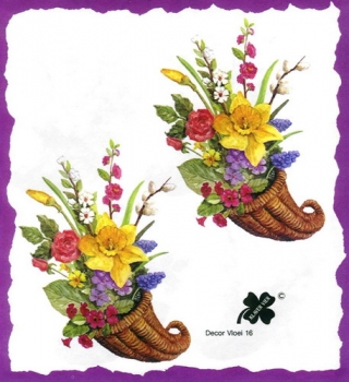 10 Bögen je 17 x 37,5 cm - VLOEI-Dekormotiv 16 - Frühlingsblumen im Füllhorn