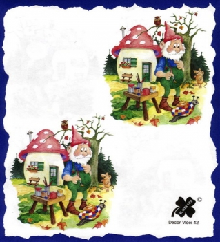 10 Bögen je 17 x 37,5 cm - VLOEI-Dekormotiv 42 – Wichtel mit Schnecke