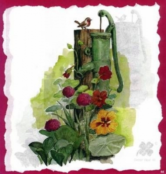 5 Bögen je 17 x 37,5 cm - VLOEI-Dekormotiv 46 - Gartenpumpe