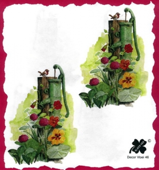 5 Bögen je 17 x 37,5 cm - VLOEI-Dekormotiv 46 - Gartenpumpe
