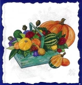 10 Bögen je 17 x 37,5 cm - VLOEI-Dekormotiv 48 - Herbstkorb