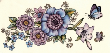 Decal – Blumen – Schmetterlinge – 21 x 10 cm