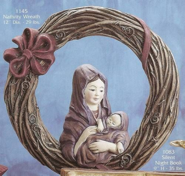Wandkranz mit Madonna – 30 cm Ø – Schrühware – Sonderangebot – Restbestand