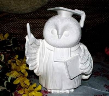 Eulen-Professor - 18 cm hoch - Schrühware