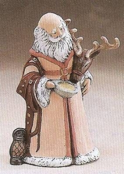 Weihnachtsmann mit Rentier - klein – Small Father Christmas - 15 cm hoch - Schrühware