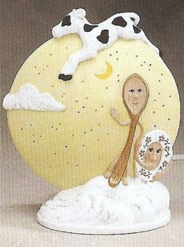 Traumlicht – Kuh über dem Mond - zum Beleuchten – 18 cm hoch – Schrühware