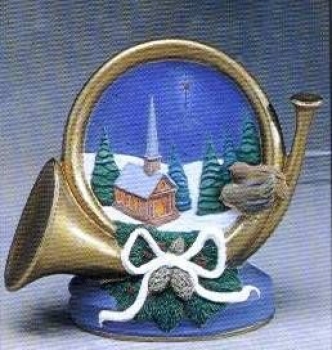 Horn mit Kirche zum Beleuchten – 18 cm hoch  – Schrühware