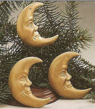 Mond – Ornament - Hänger – 8 cm hoch – Stückpreis - Schrühware