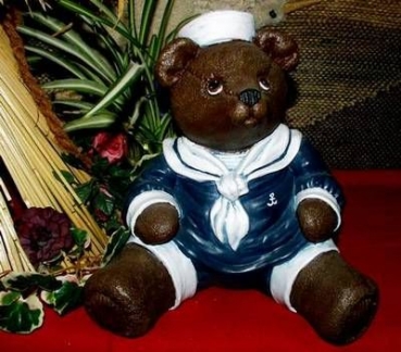 Sitzender Matrosen-Teddy – 22,5 cm hoch – Schrühware