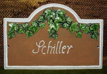 Türschild mit Efeuranke - 25 cm breit - Schrühware