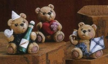 Kalenderbären im 3er-Set – Januar – Februar – März – je 8 cm hoch - Schrühware