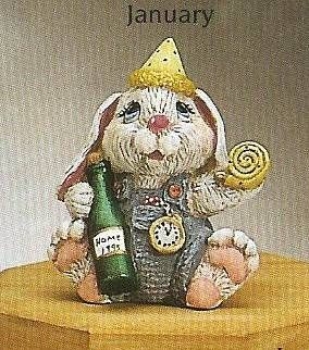 Kalenderhase - Januar - mit Flasche - Schrühware