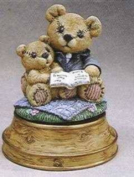 Spieluhr - Teddypaar mit Buch - Schrühware