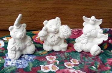 Weihnachtsbären im 3er-Set – Tag 1 bis 3 -  (ohne Basen) – je ca. 10 cm hoch – statt 9,20 EUR EUR – Schrühware