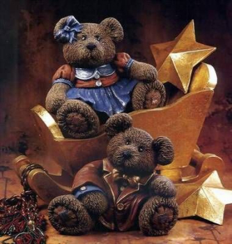 Teddypaar im Sonntagsdress – sitzend – bis 23 cm hoch - Schrühware