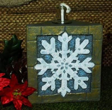 Öllampe mit Schneeflocken-Motiv - Höhe 10 cm - ohne Glaseinsatz - Schrühware