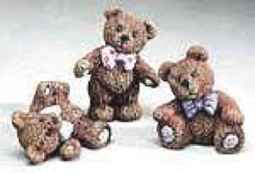 Teddies mit Schleife im 3er-Set - bis 10 cm - Schrühware