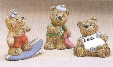 PC-Teddys im 3er-Set – je 10 cm – Schrühware