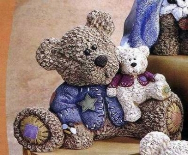 Teddy - sitzend mit Kind – 23 cm hoch – Schrühware