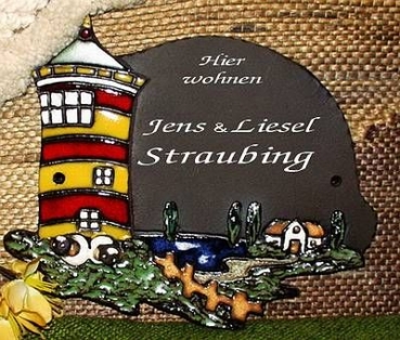 Töpfer-Türschild – Leuchtturm Otto – 23 x 20 cm – Reliefbild – tolle, sehr aufwändige Handarbeit