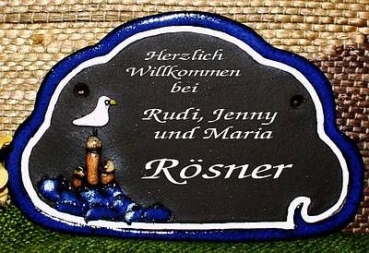 Töpfer-Türschild – Möwe – 17,5 x 11,5 cm – Reliefbild – aufwändige Handarbeit