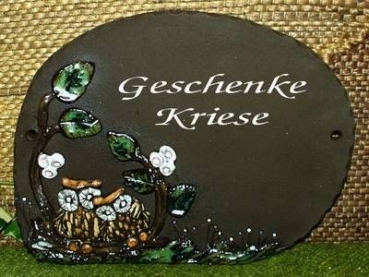 Töpfer-Türschild – Eulenpaar – 20 x 15 cm – Reliefbild – sehr aufwändige Handarbeit – DISC