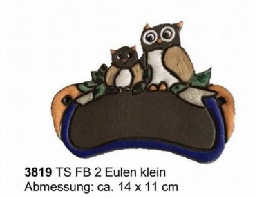 Töpfer-Türschild – Zwei Eulen – klein – 14 x 11 cm – Flachbild – aufwändige Handarbeit