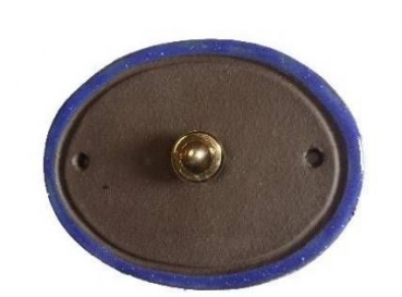 Klingelschild -Türschild mit eingebauter Messingklingel – rund und schlicht – 6,5 cm  ⌀ - sehr schöne Töpferarbeit