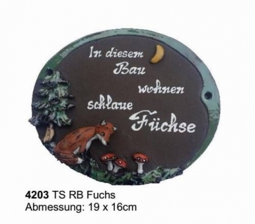 Töpfer-Türschild – Fuchs – 19 x 16 cm – Reliefbild – aufwändige Handarbeit