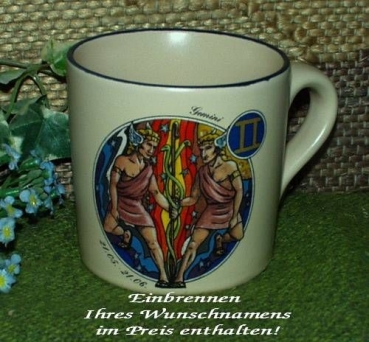 Namensbecher mit Sternzeichenmotiv Zwilling