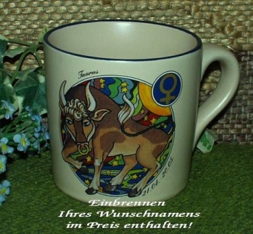 Namensbecher mit Sternzeichenmotiv Stier