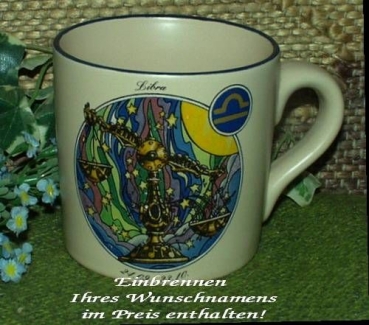 Namensbecher mit Sternzeichenmotiv Waage